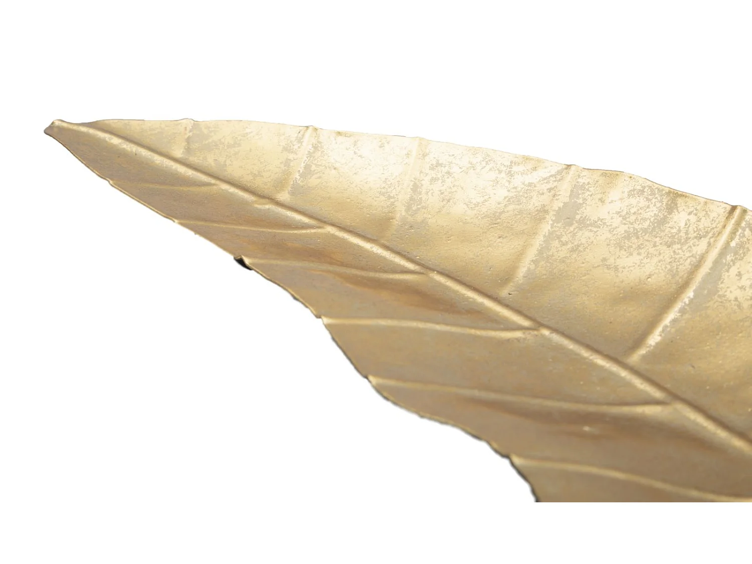 Bladvormige gouden metalen opbergdoos, 38x3x11 cm