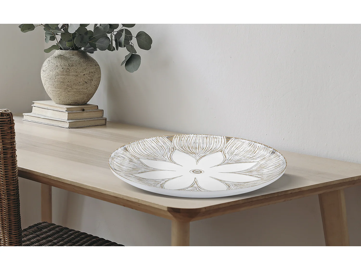 Vide-Poche Design en Polyresine "Atene" 35cm Blanc