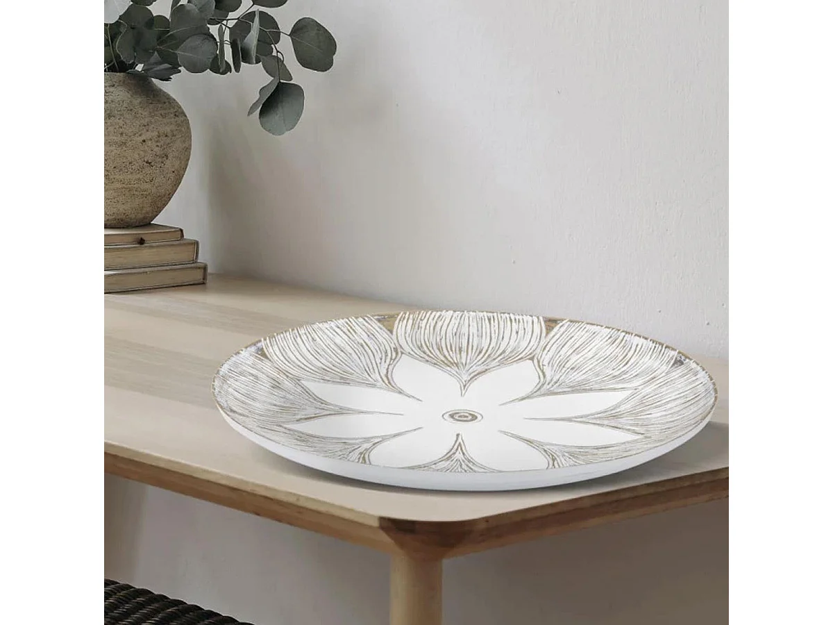 Vide-Poche Design en Polyresine "Atene" 35cm Blanc
