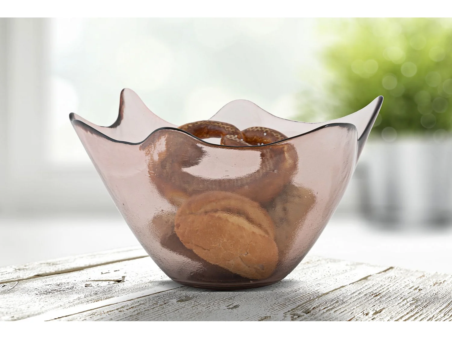 Bol en verre rose Ø 30x18 cm