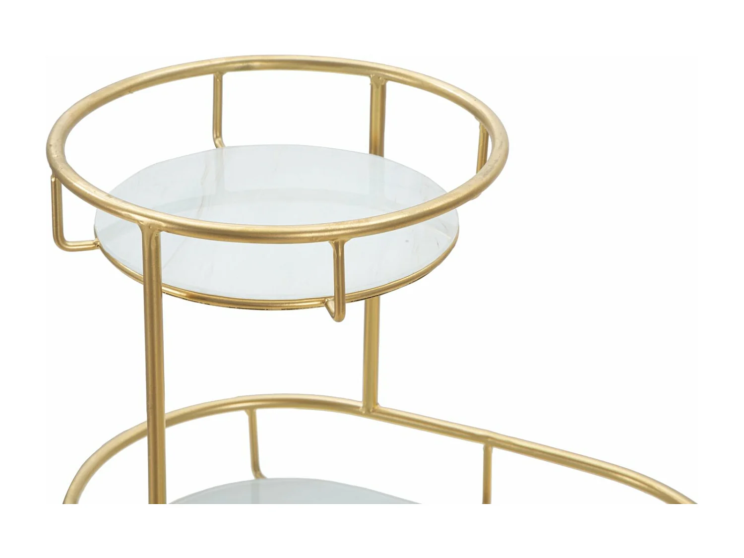 Portaoggetti in metallo dorato con 2 ripiani cm 36x22,5x27