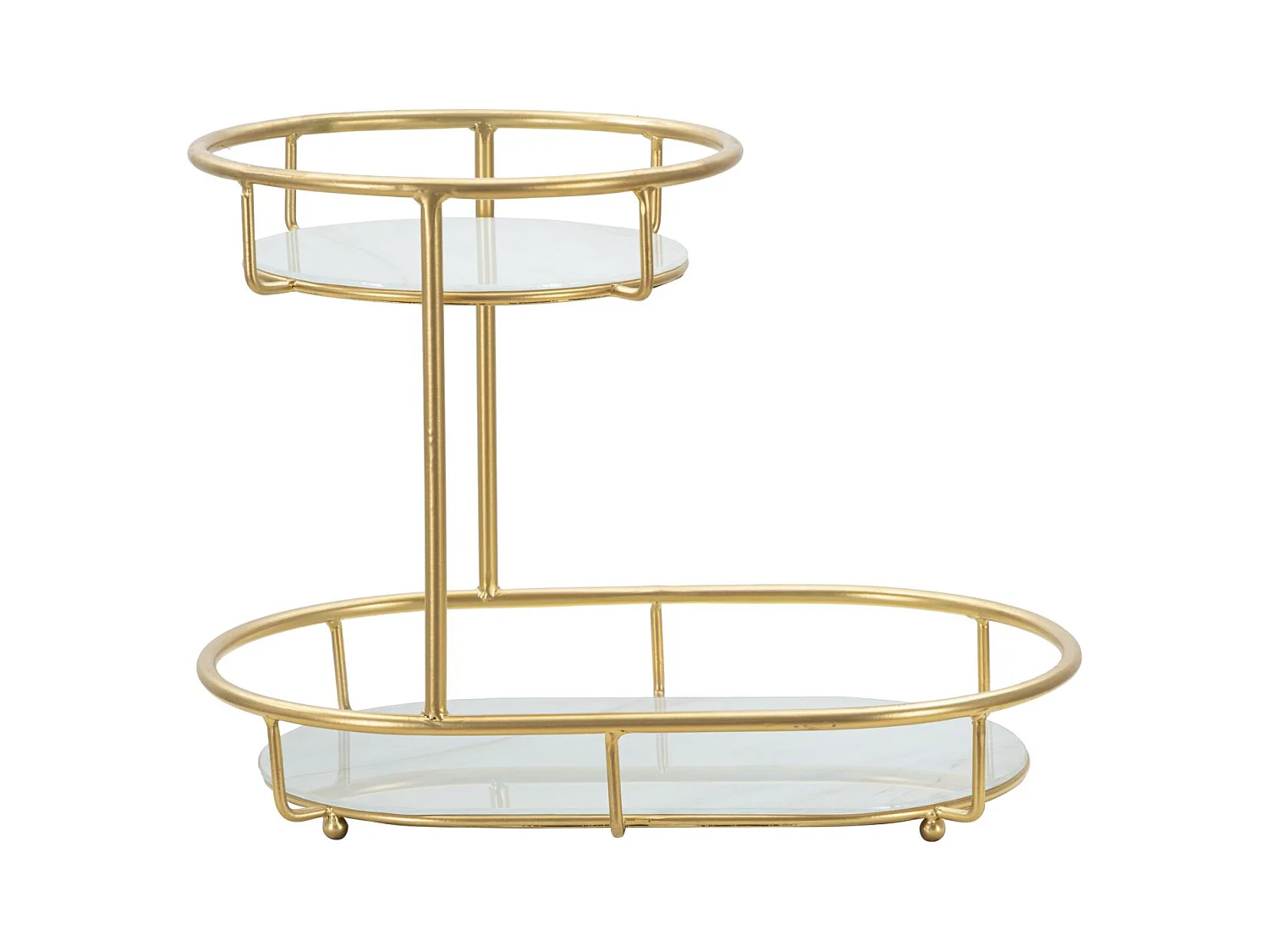 Porte objet en métal doré avec 2 étagères 36x22,5x27 cm