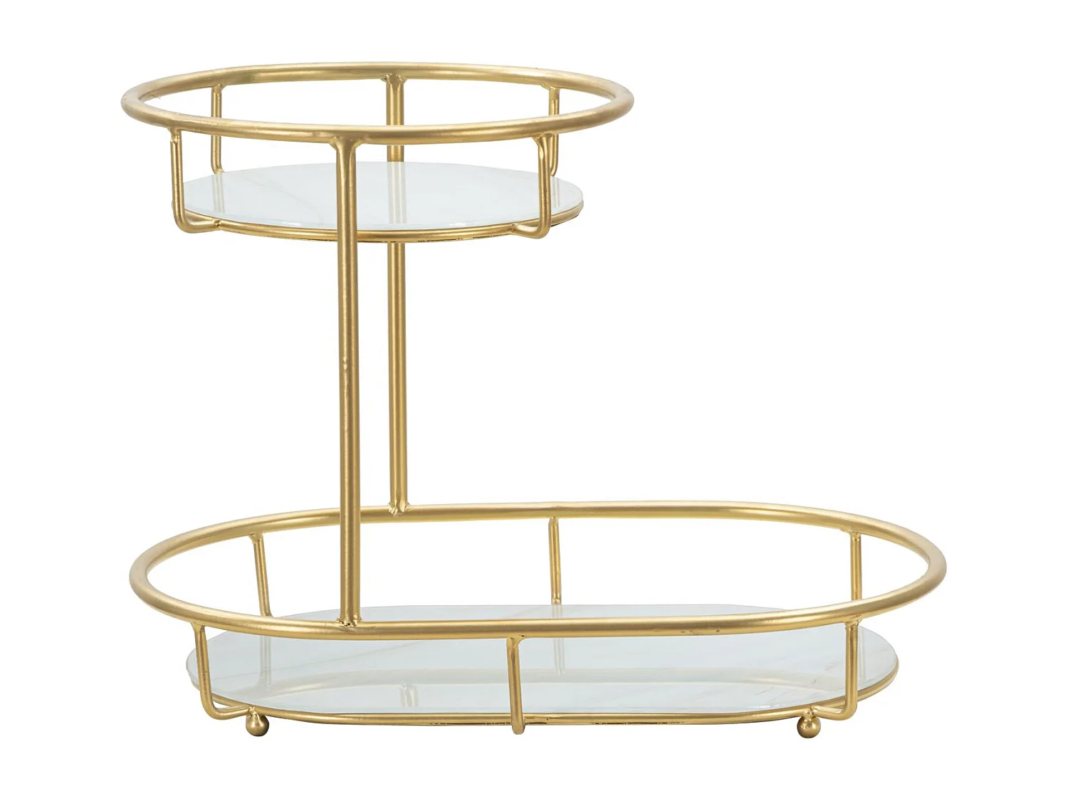 Portaoggetti in metallo dorato con 2 ripiani cm 36x22,5x27