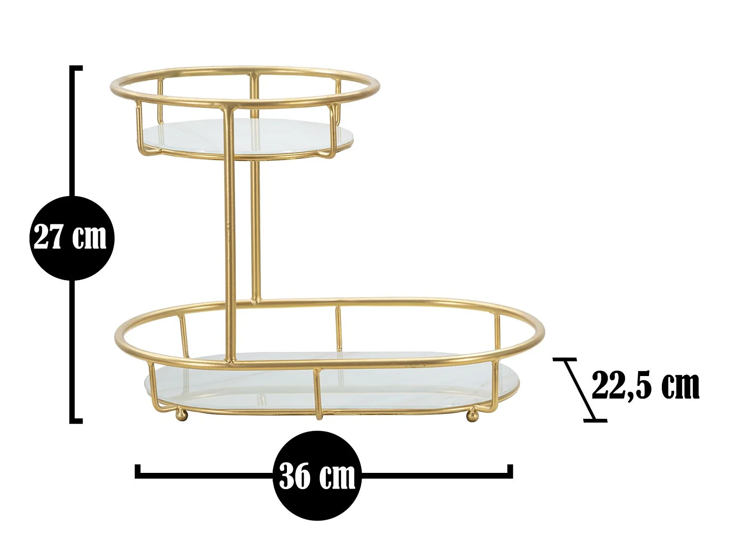 Plateau Décoratif 2 Niveaux "Jade" 36cm Or