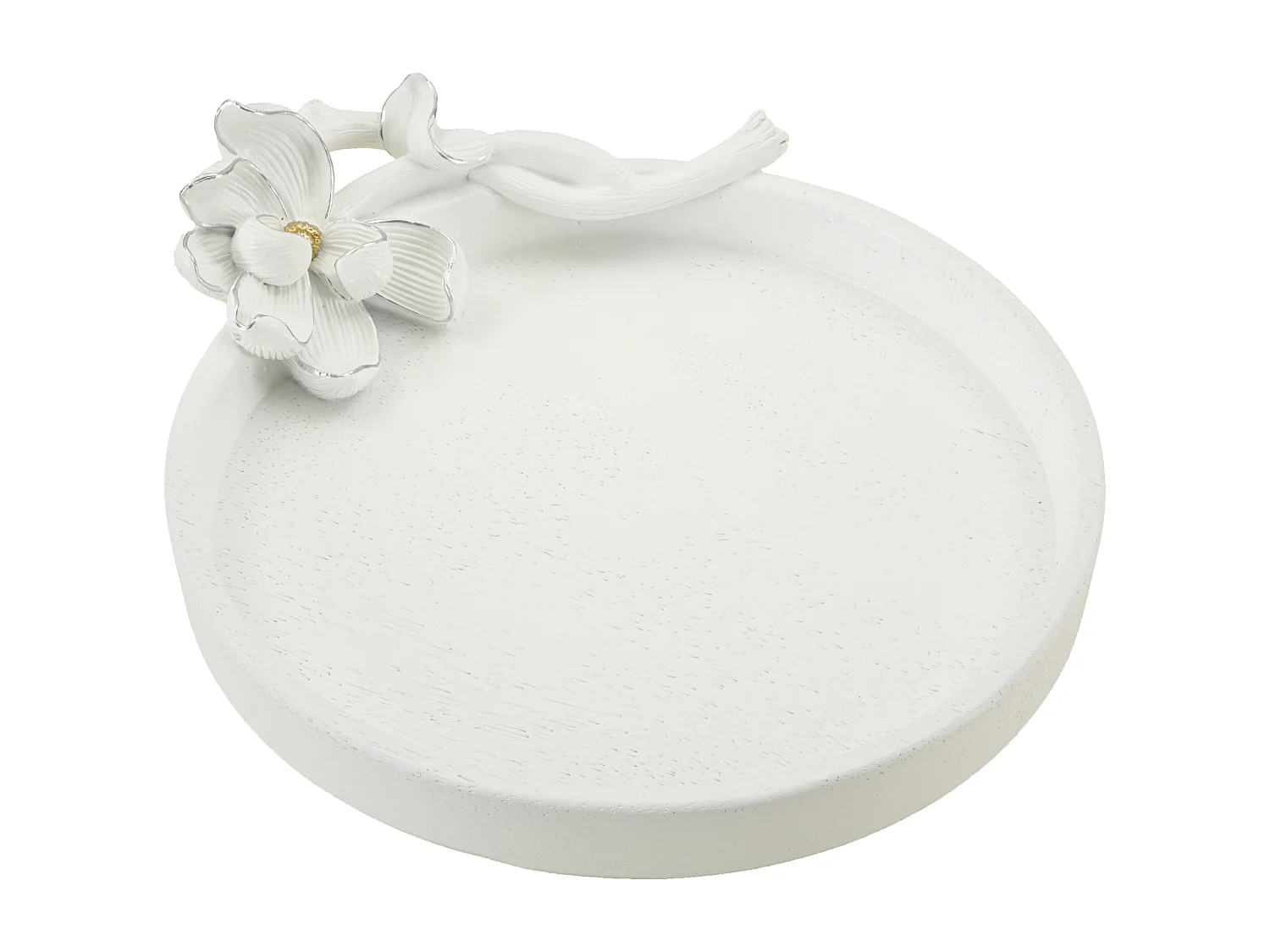 Vide-Poche Déco en Résine "Magnolia" 24cm Blanc