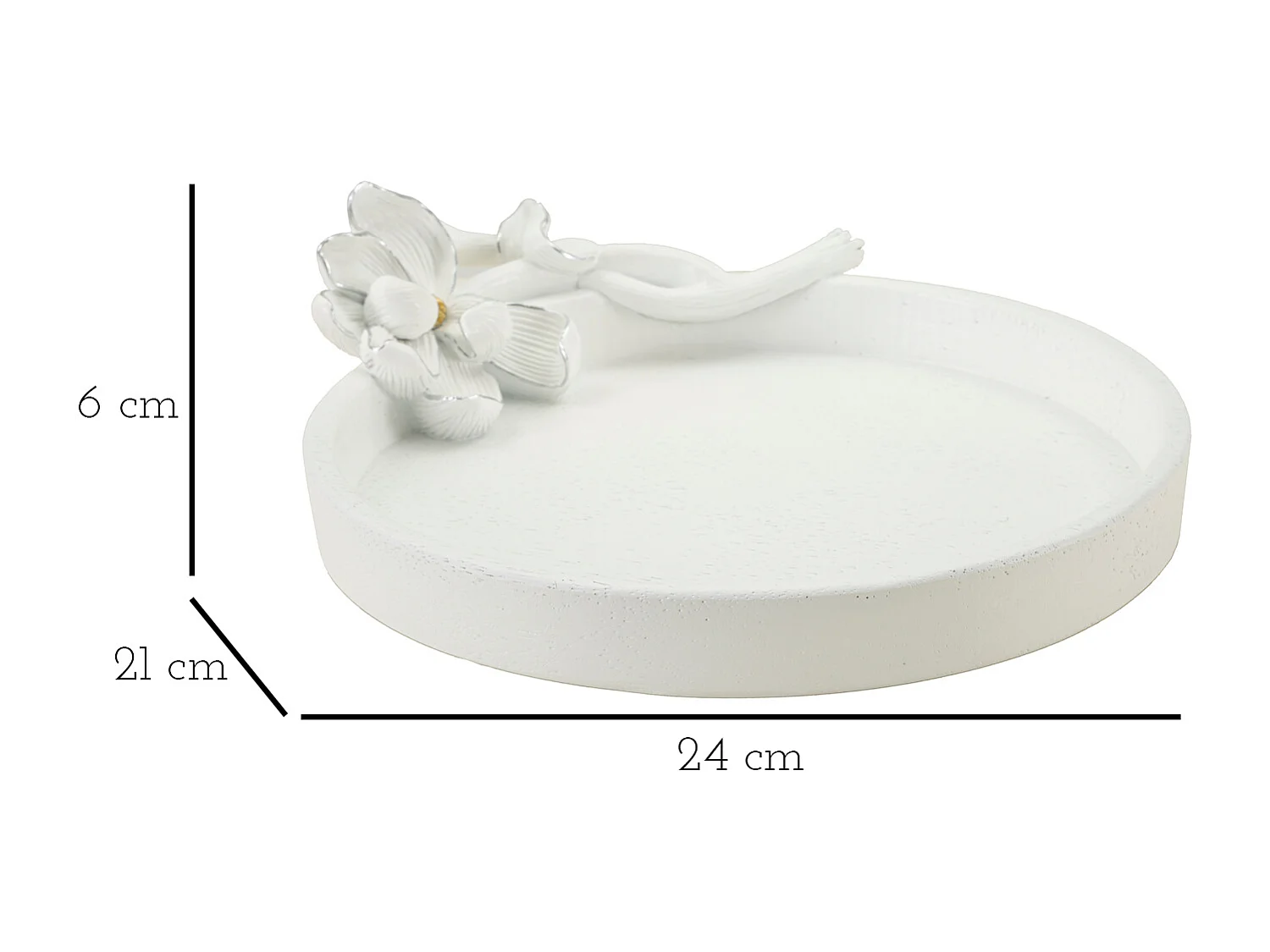 Vide-Poche Déco en Résine "Magnolia" 24cm Blanc