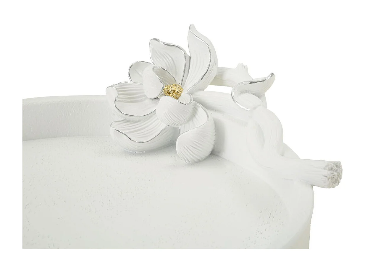 Vide-Poche Déco en Résine "Magnolia" 24cm Blanc