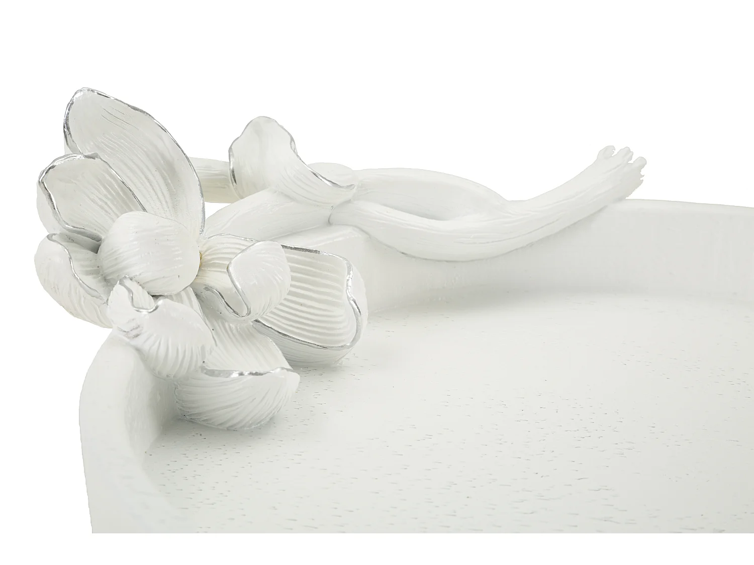 Vide-Poche Déco en Résine "Magnolia" 24cm Blanc
