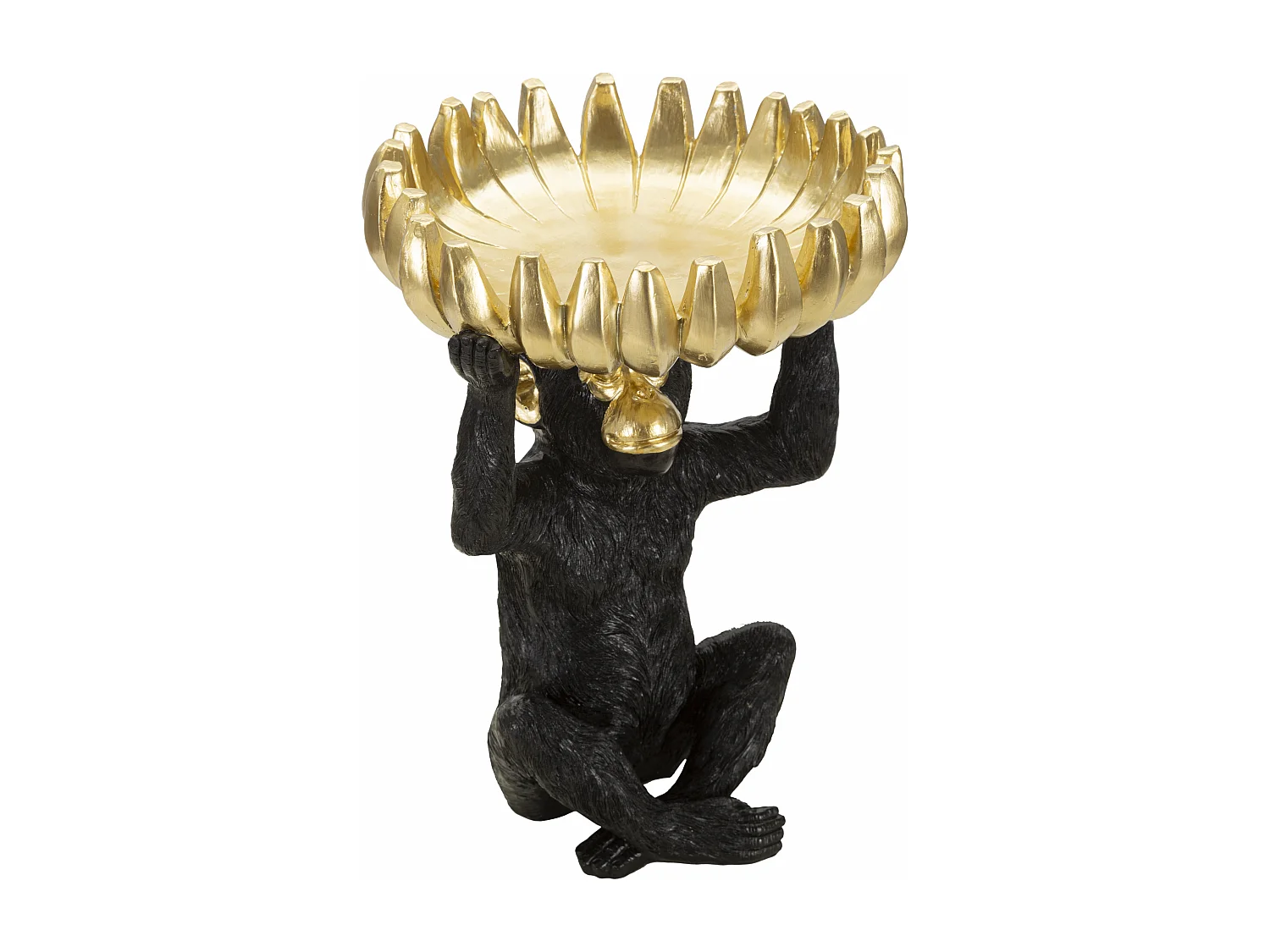 Vide-Poche Statuette Singe "Banane" 31cm Noir & Or