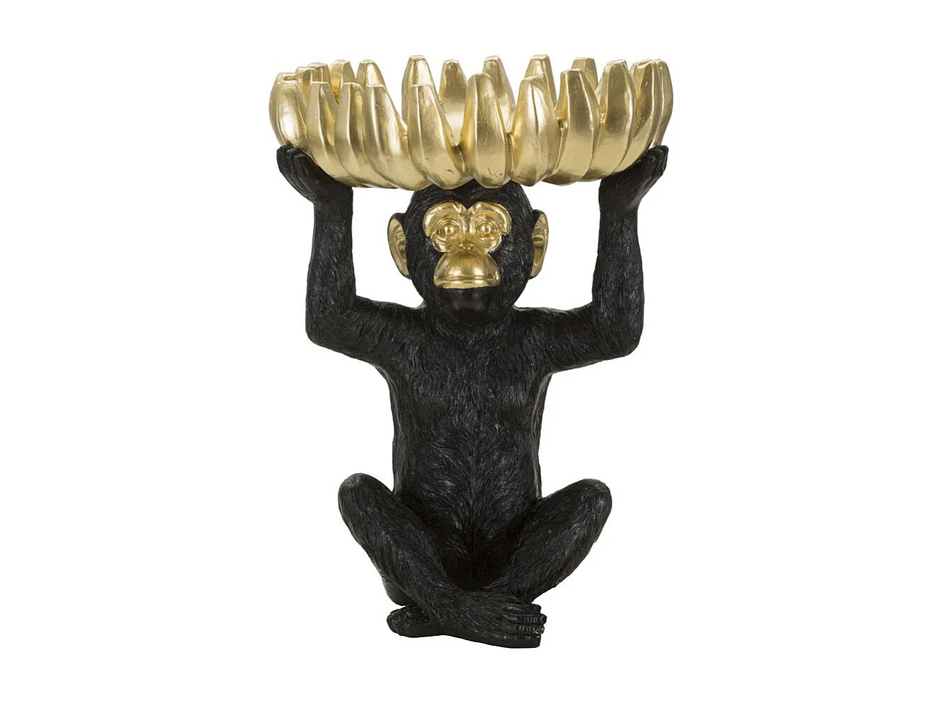 Vide-Poche Statuette Singe "Banane" 31cm Noir & Or