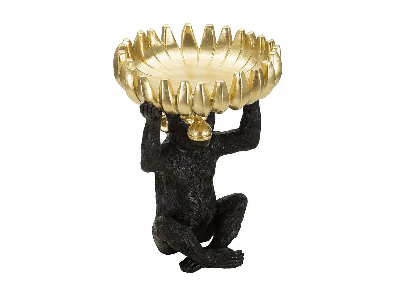 Vide-Poche Statuette Singe "Banane" 31cm Noir & Or
