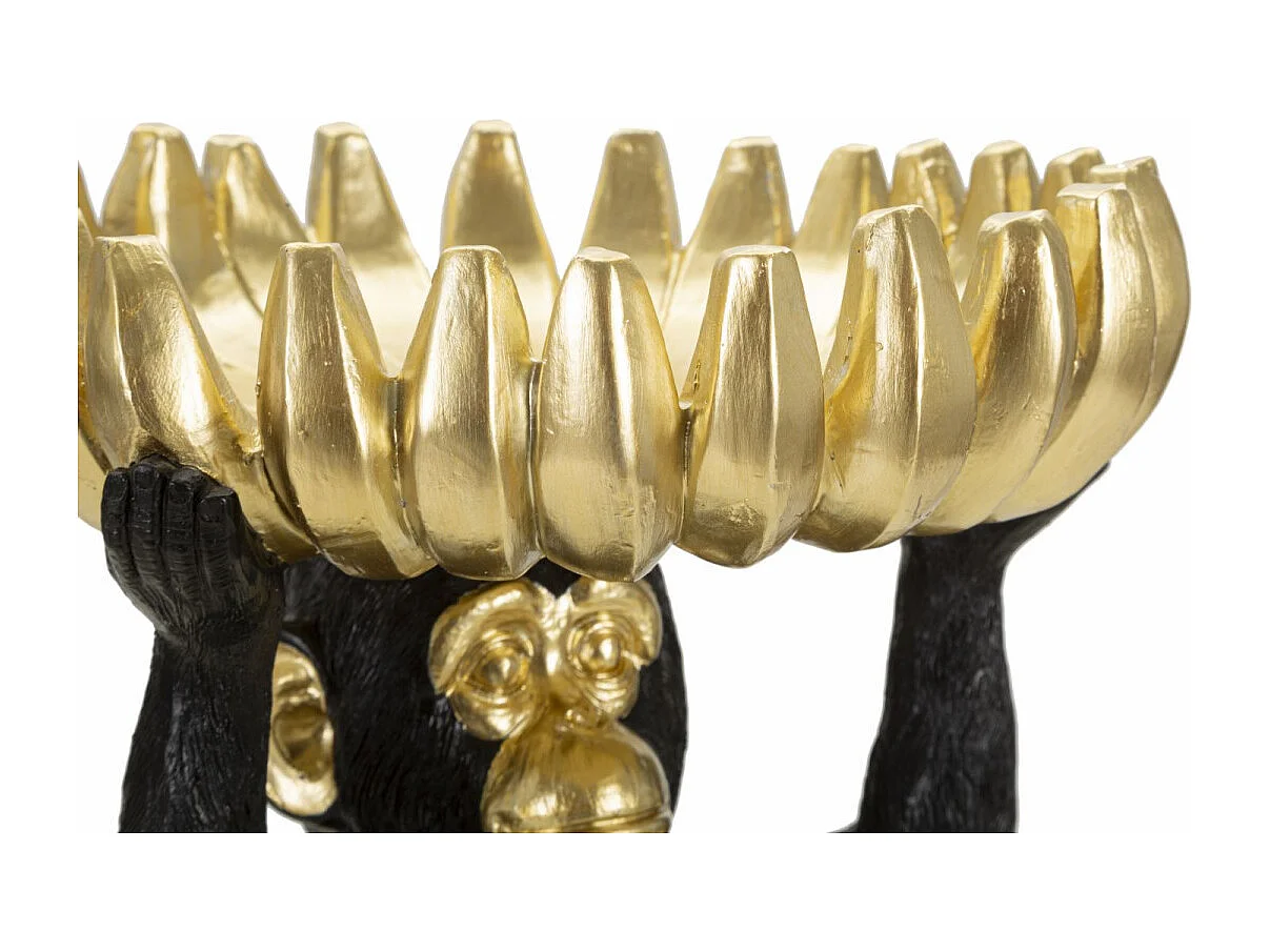 Vide-Poche Statuette Singe "Banane" 31cm Noir & Or