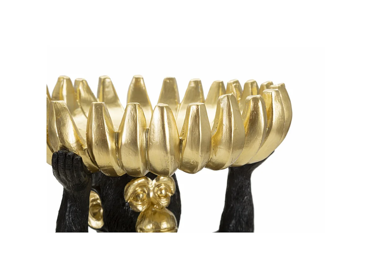 Vide-Poche Statuette Singe "Banane" 31cm Noir & Or