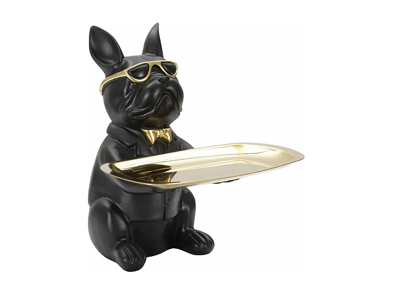 Vide-Poche Statuette "Bulldog" 23cm Noir
