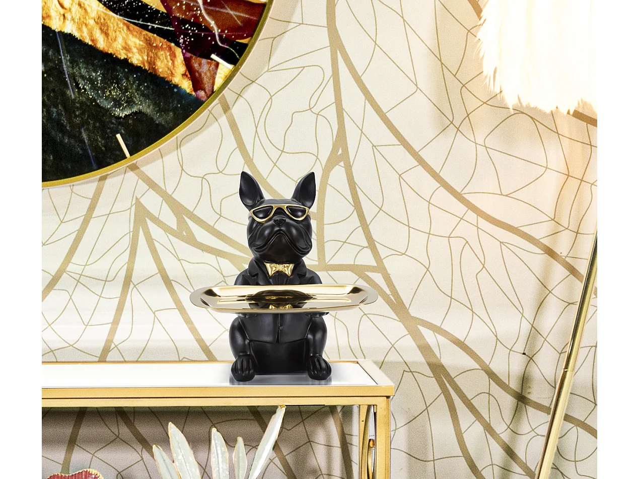 Vide-Poche Statuette "Bulldog" 23cm Noir