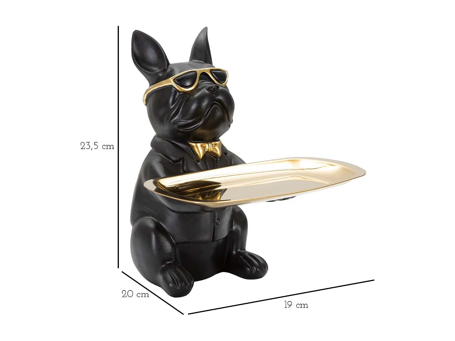 Vide-Poche Statuette "Bulldog" 23cm Noir