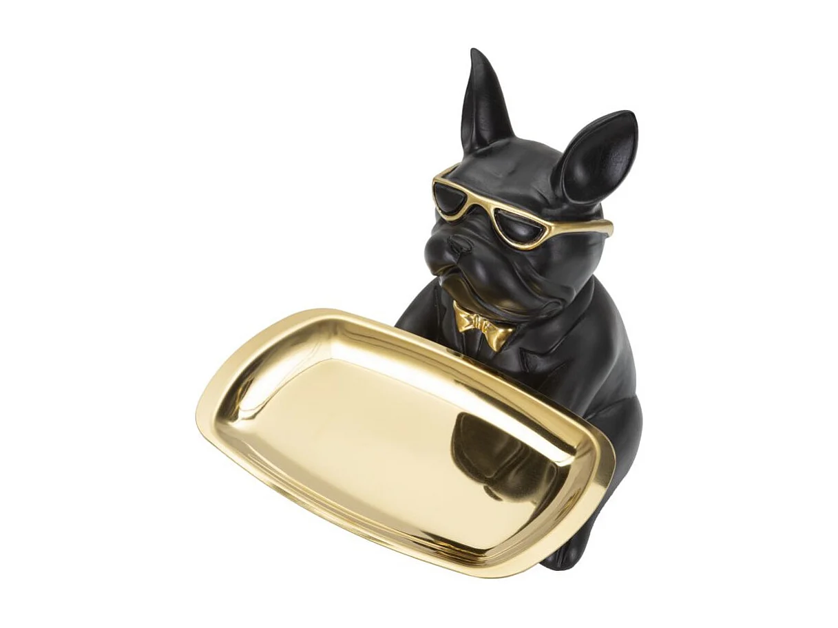 Vide-Poche Statuette "Bulldog" 23cm Noir