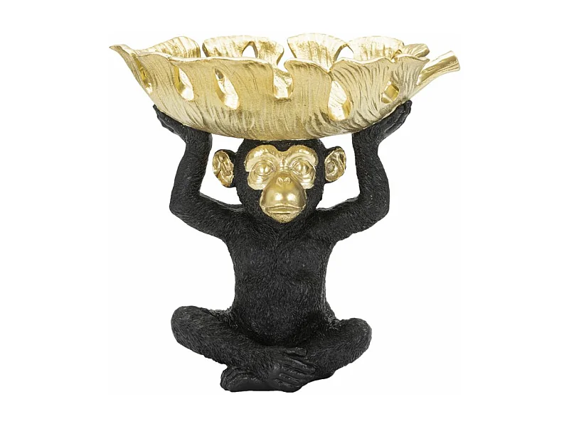 Vide-Poche Statuette "Singe" 25cm Noir & Or
