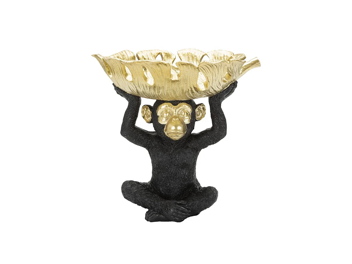 Vide-Poche Statuette "Singe" 25cm Noir & Or
