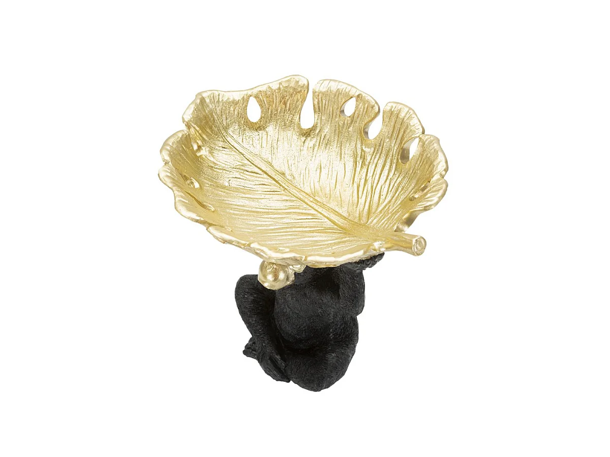 Vide-Poche Statuette "Singe" 25cm Noir & Or