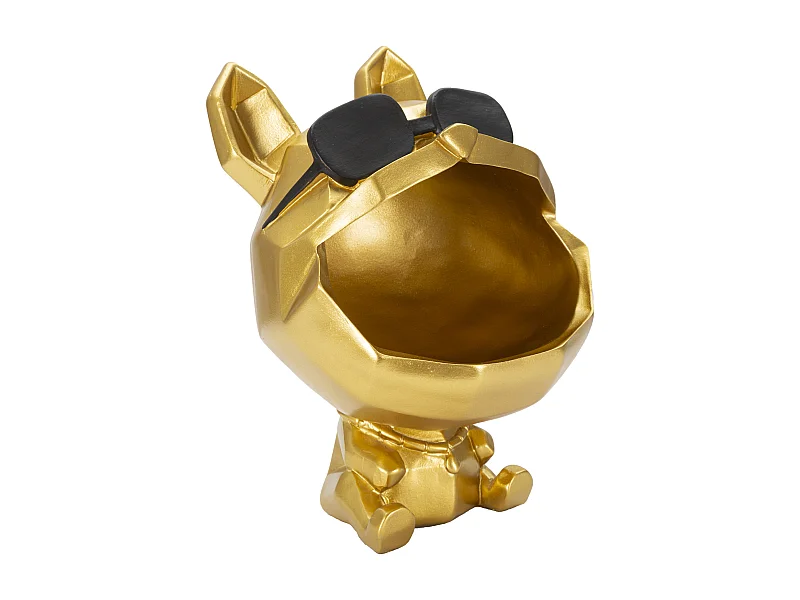 Hond met goud en zwarte hars opbergdoos Ø 17x23,5 cm