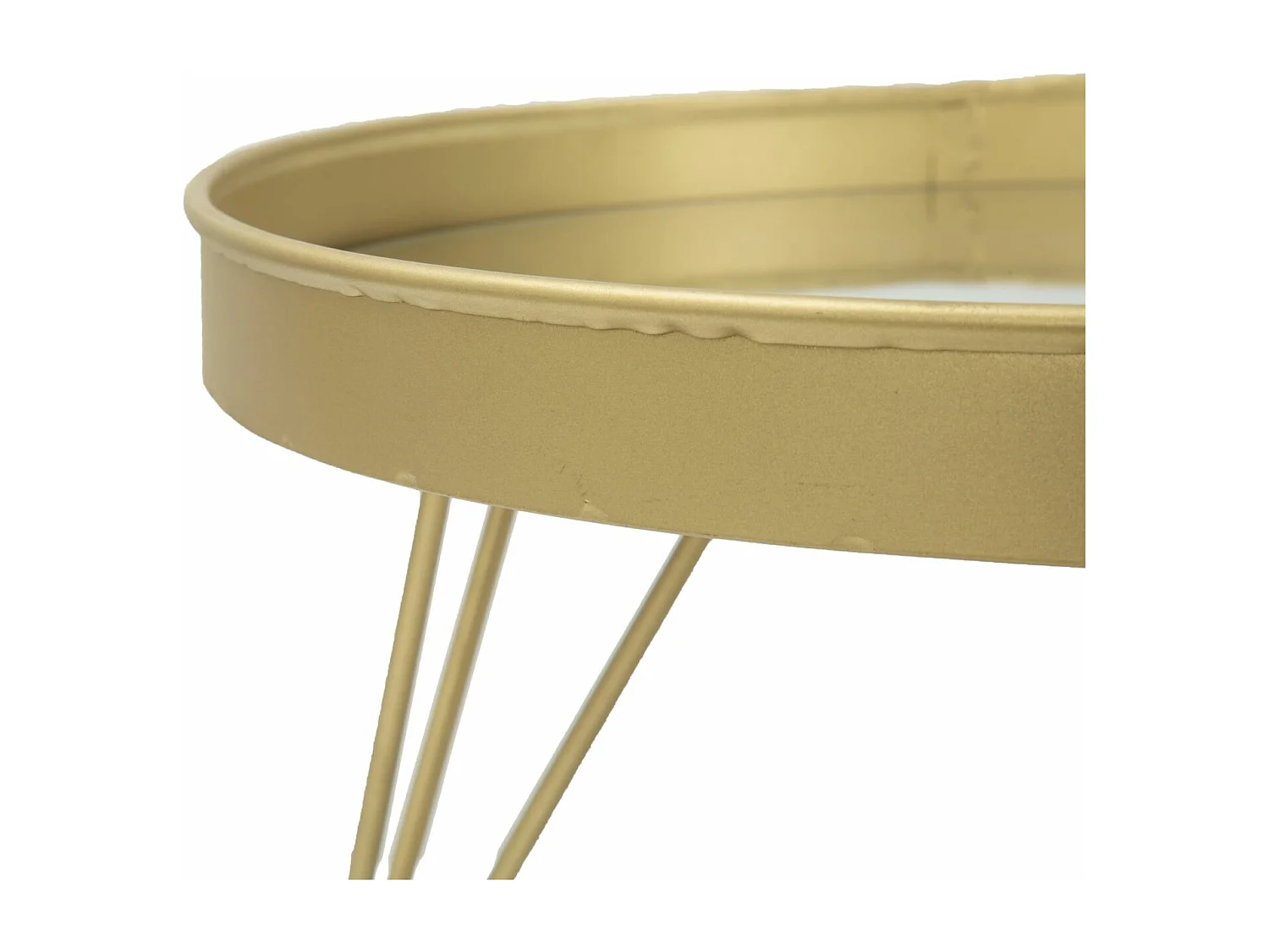 Portaoggetti in metallo dorato con piano a specchio Ø cm 31x18