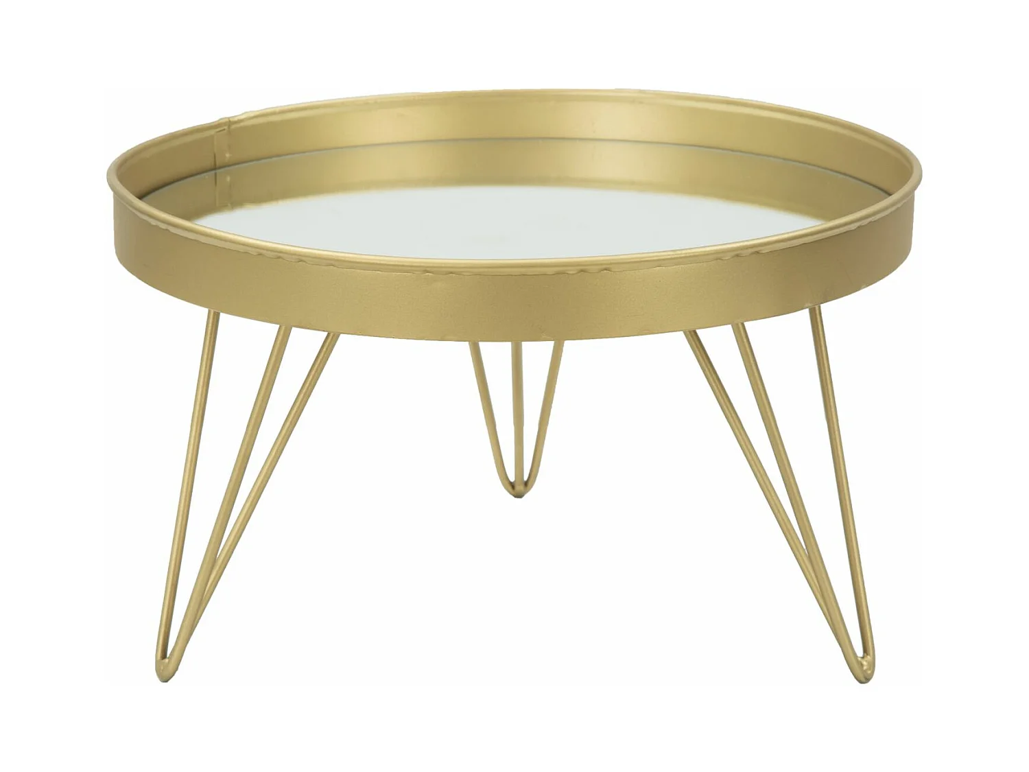 Porte-objet en métal doré avec plateau miroir Ø 31x18 cm