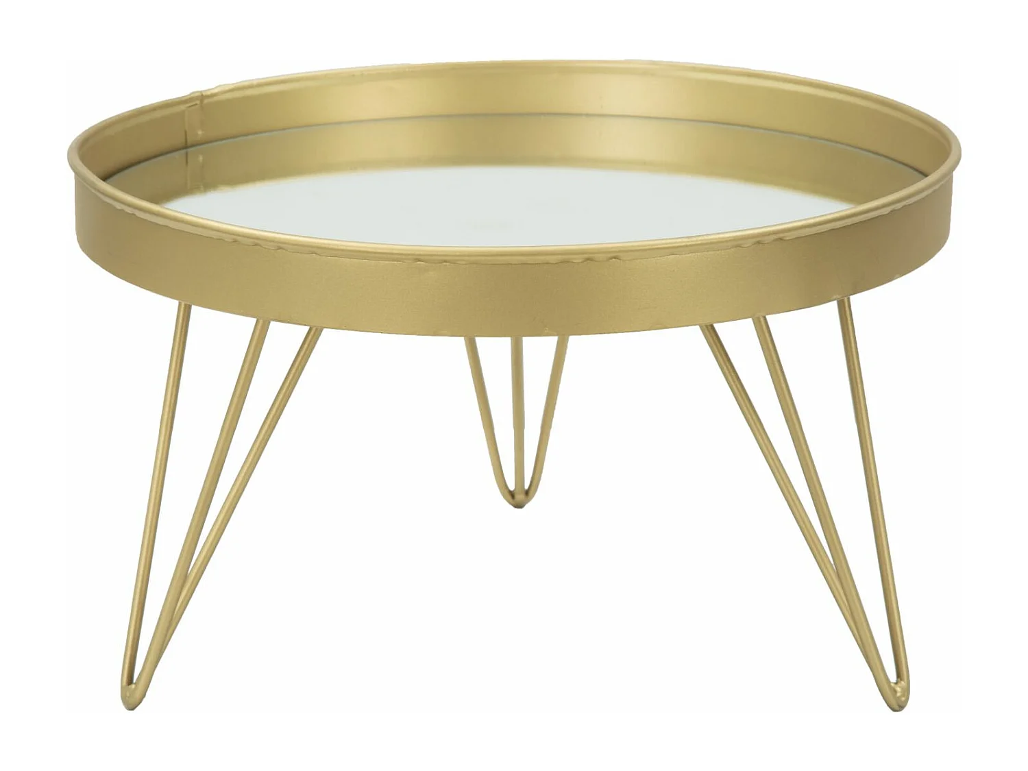 Porte-objet en métal doré avec plateau miroir Ø 31x18 cm