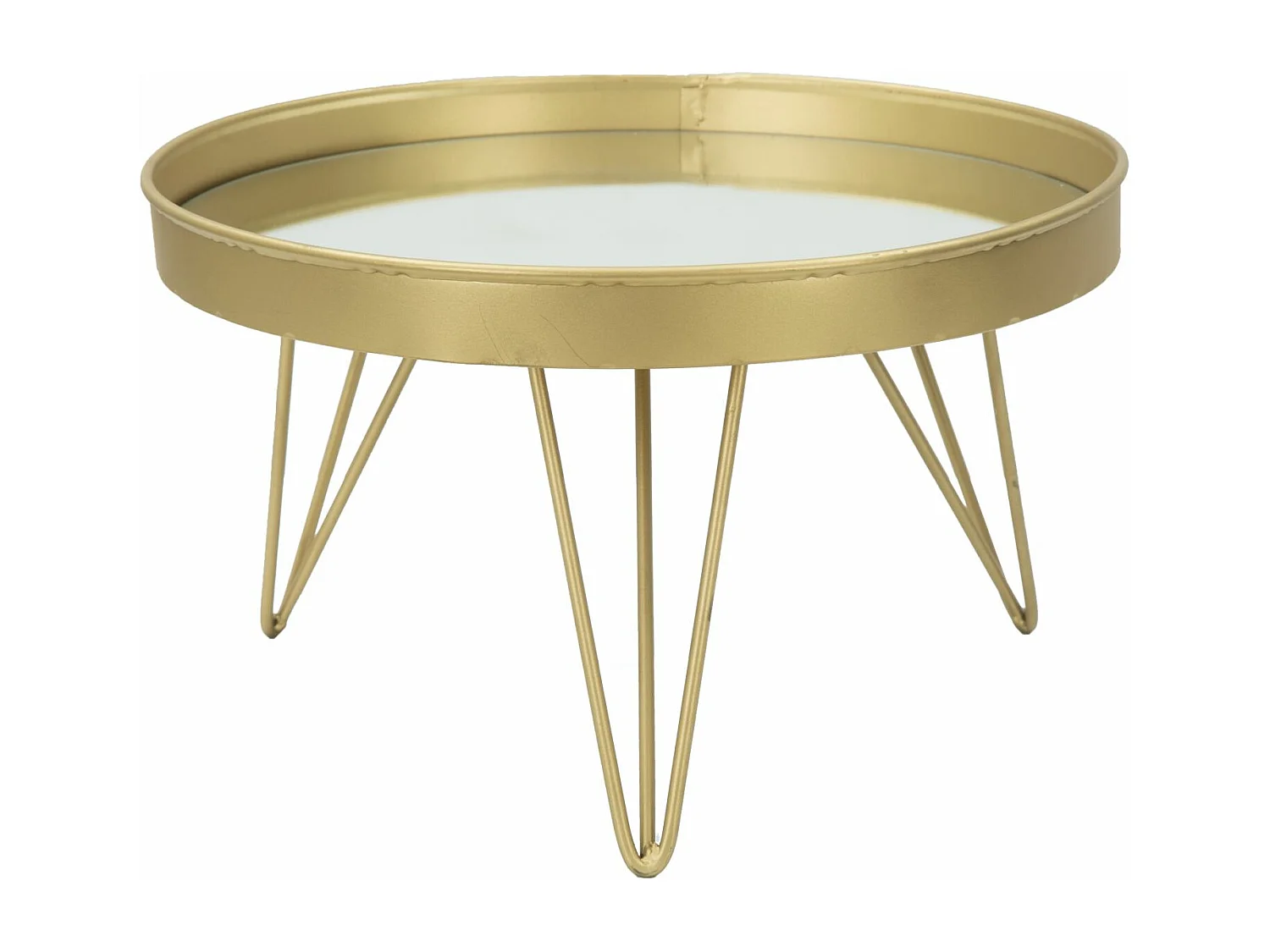 Porte-objet en métal doré avec plateau miroir Ø 31x18 cm