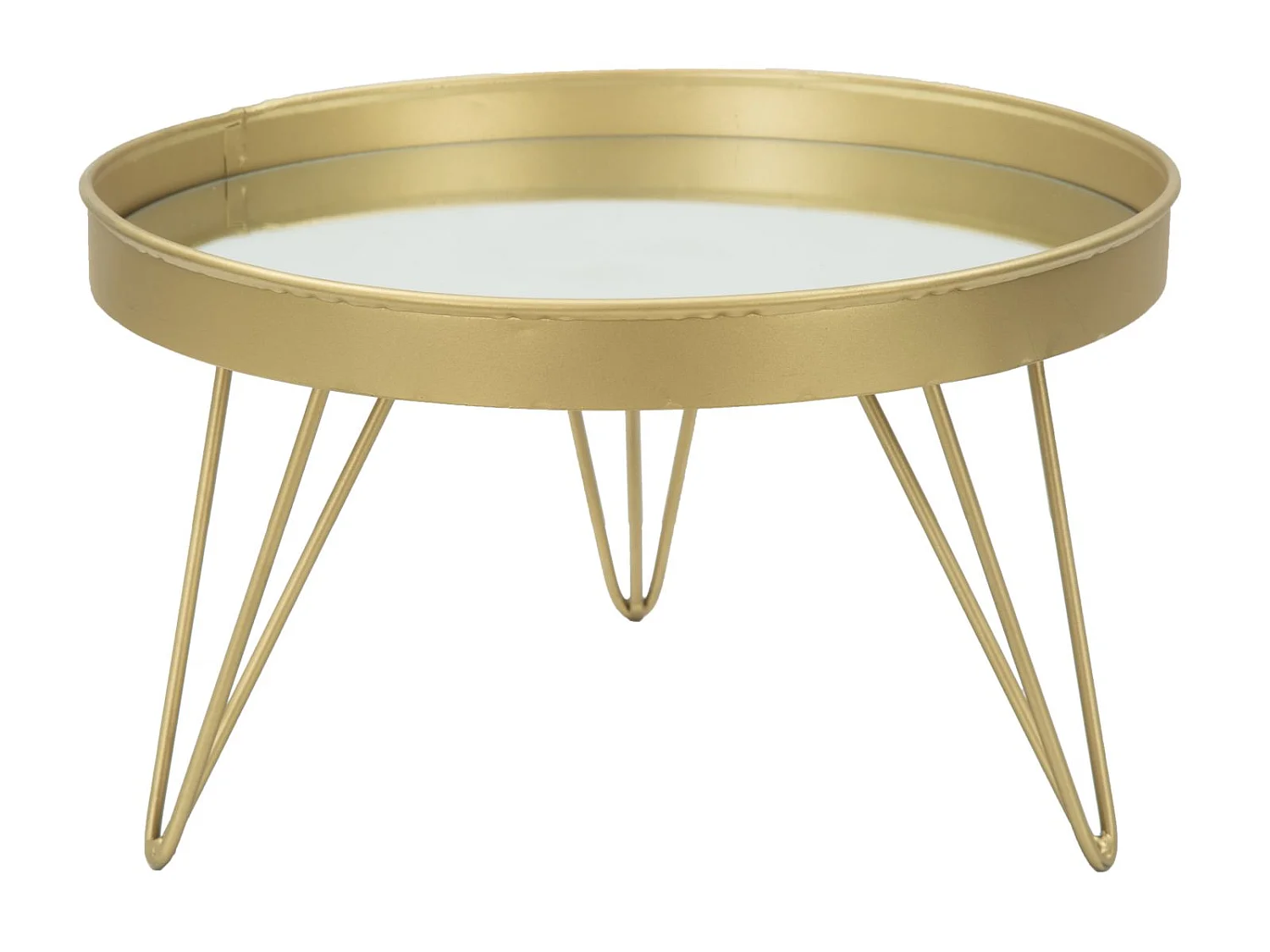 Caja de almacenamiento de metal dorado con tapa de espejo Ø cm 31x18