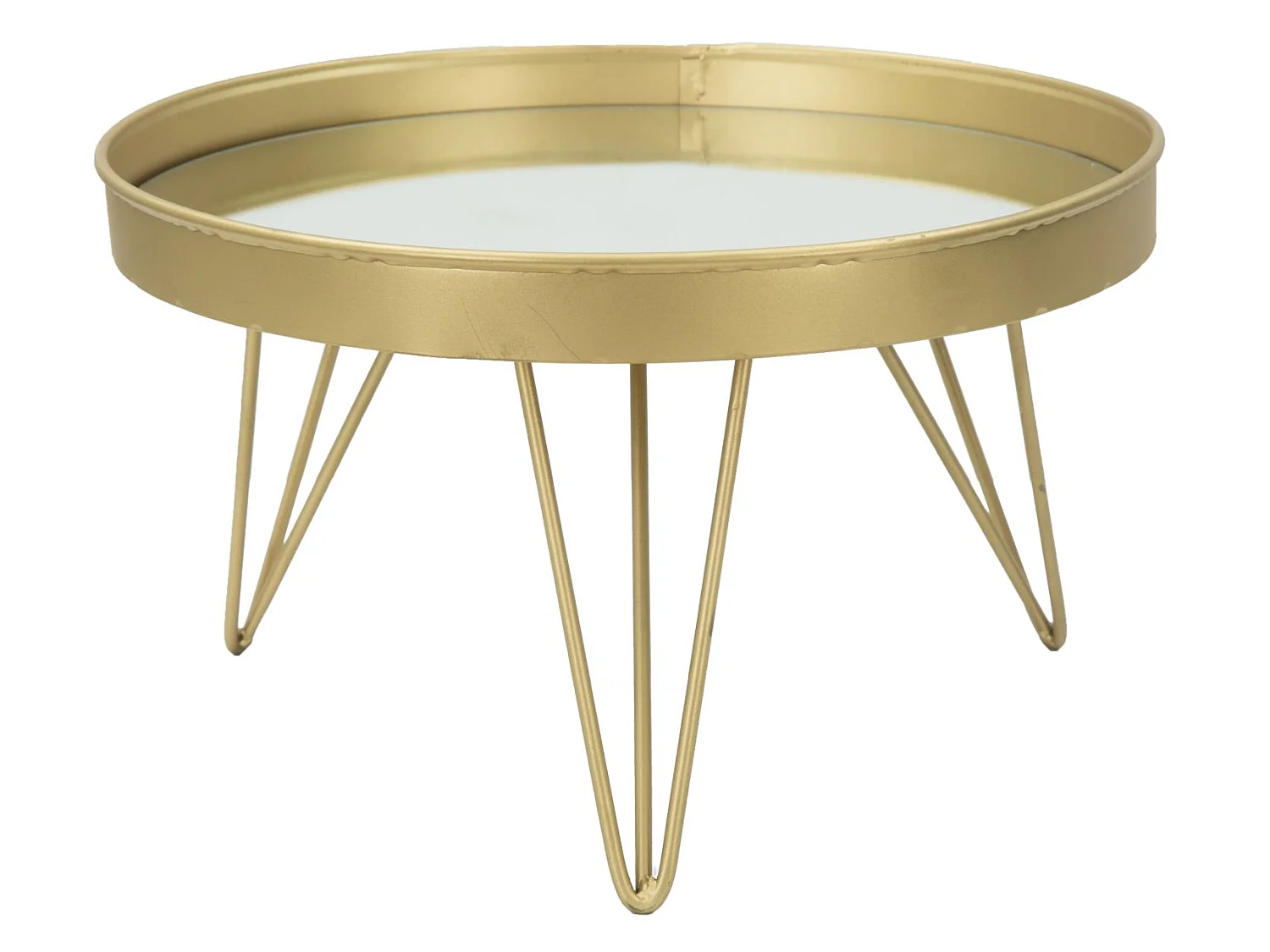 Caja de almacenamiento de metal dorado con tapa de espejo Ø cm 31x18