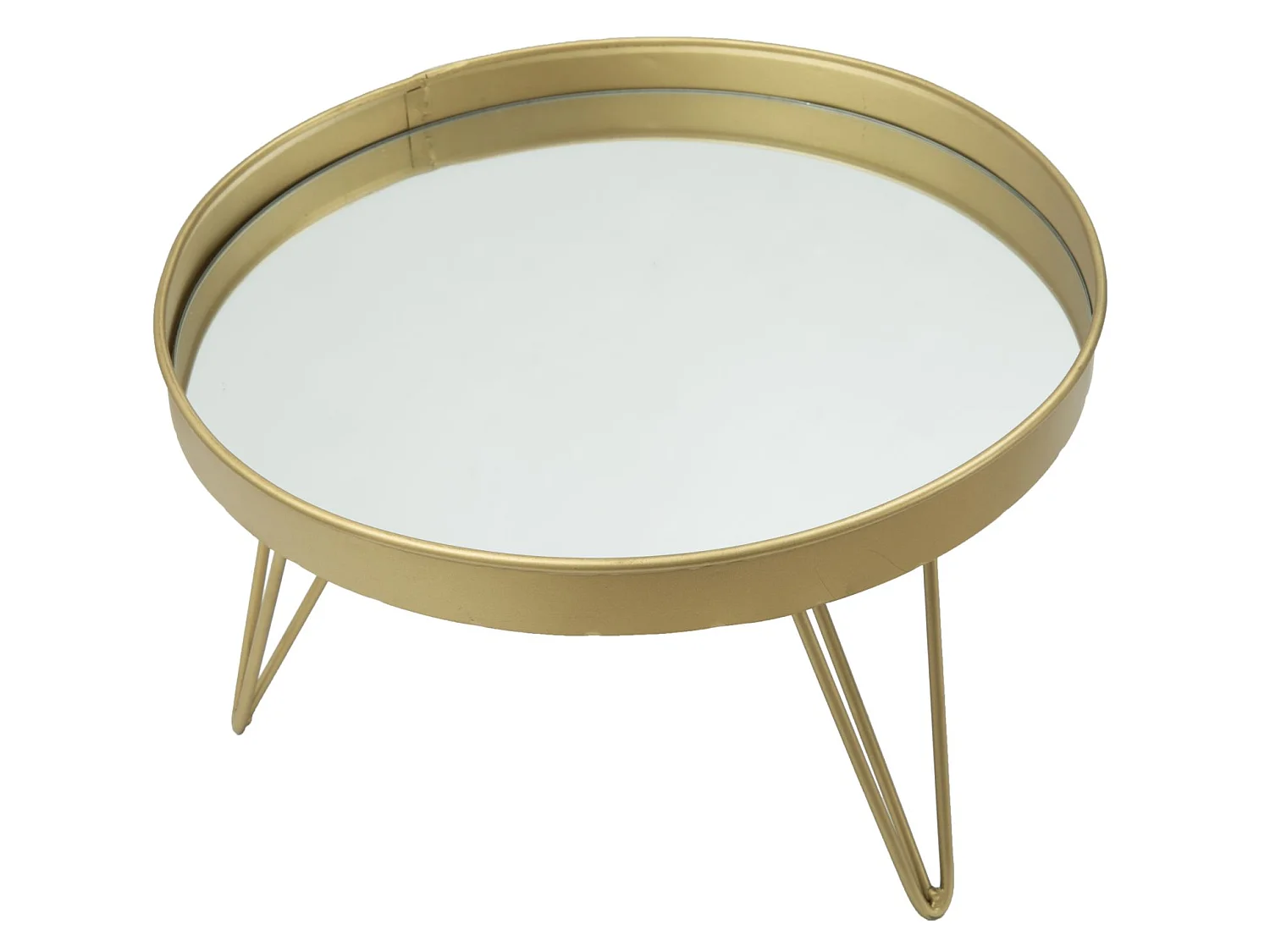 Caja de almacenamiento de metal dorado con tapa de espejo Ø cm 31x18