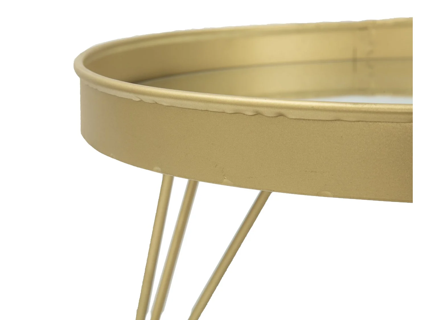 Caja de almacenamiento de metal dorado con tapa de espejo Ø cm 31x18