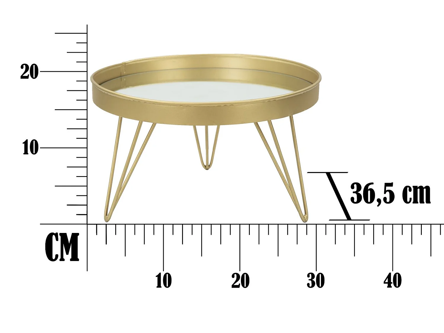 Caja de almacenamiento de metal dorado con tapa de espejo Ø cm 31x18