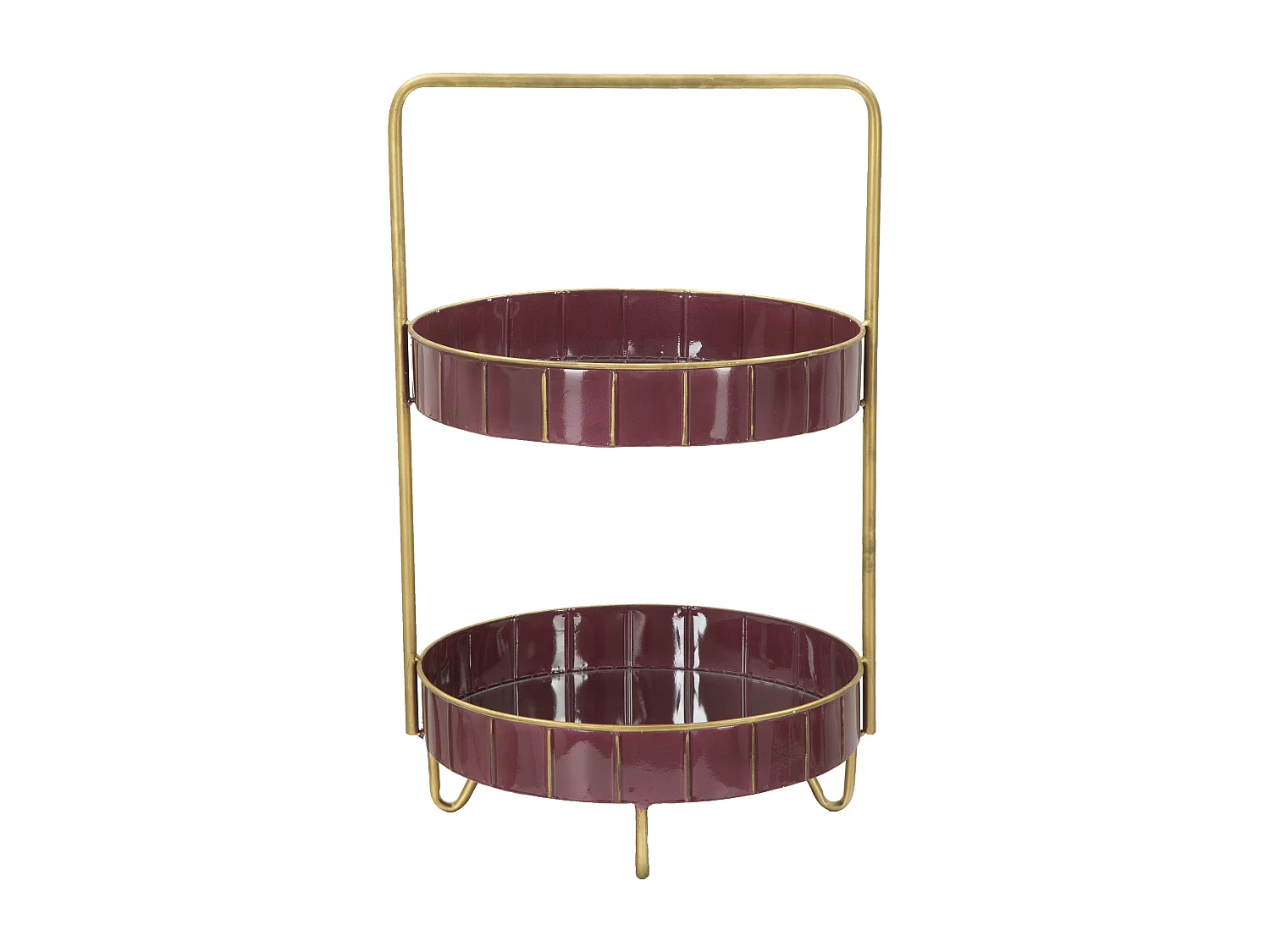 Portaoggetti in metallo viola con 2 ripiani cm 36,5x34,5x56,5