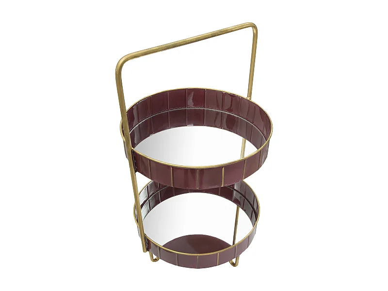 Portaoggetti in metallo viola con 2 ripiani cm 36,5x34,5x56,5