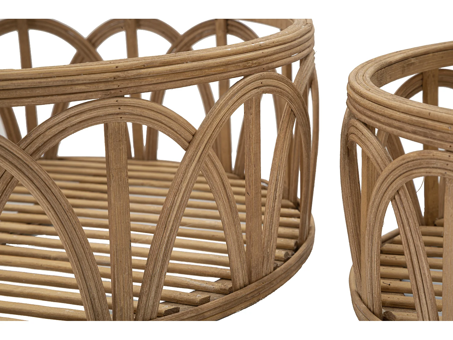 Set di 3 svuotatasche in rattan marrone Ø cm 50x16-40x14-30x12