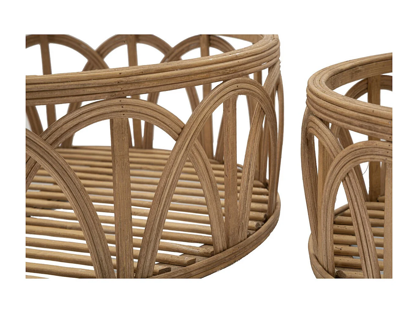 Lot de 3 Plateaux Décoratifs en Rotin "Fuji" 50cm Naturel