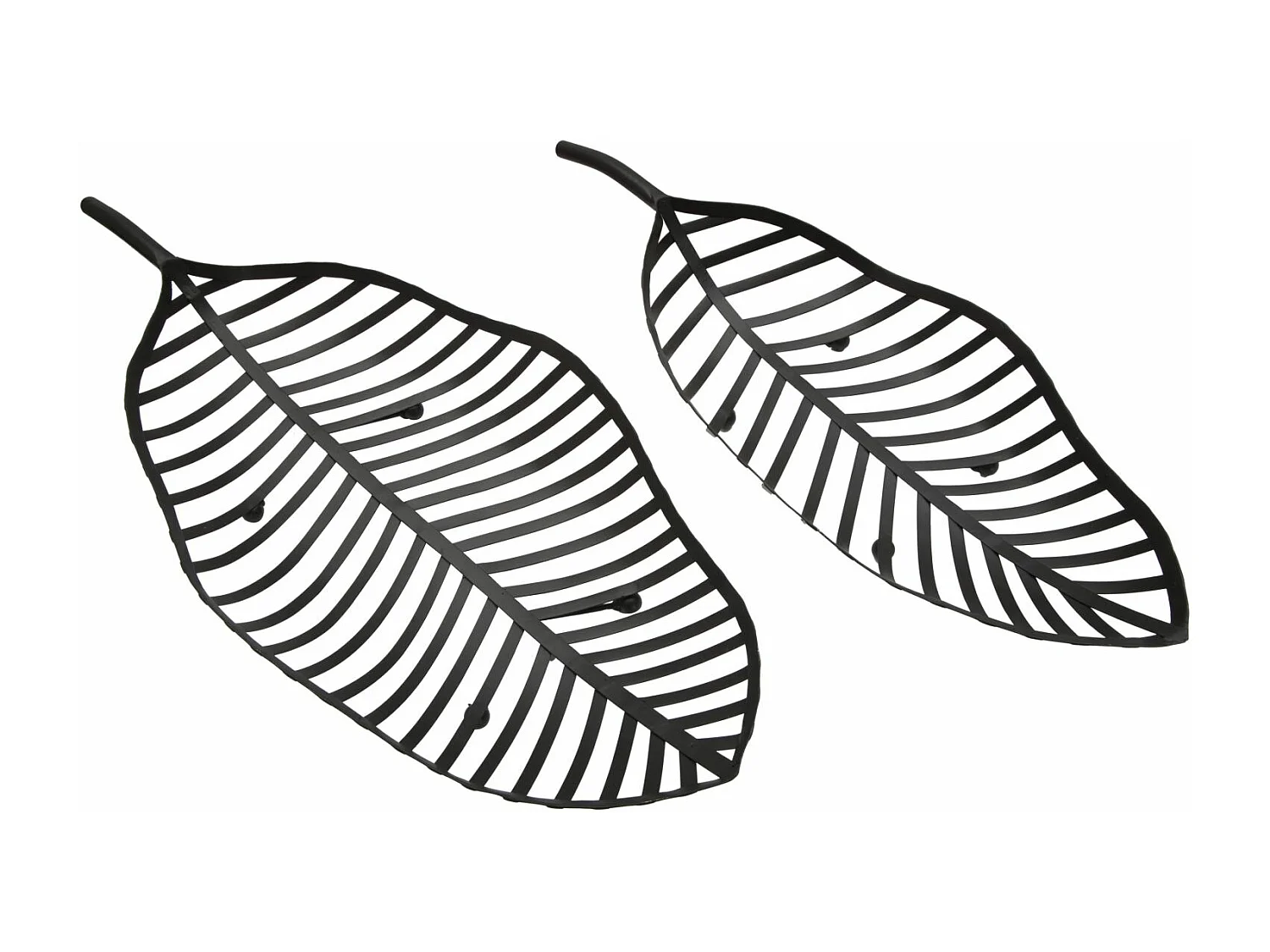 Set di 2 portaoggetti in metallo nero cm 61x25x7,5-55x20x7,5