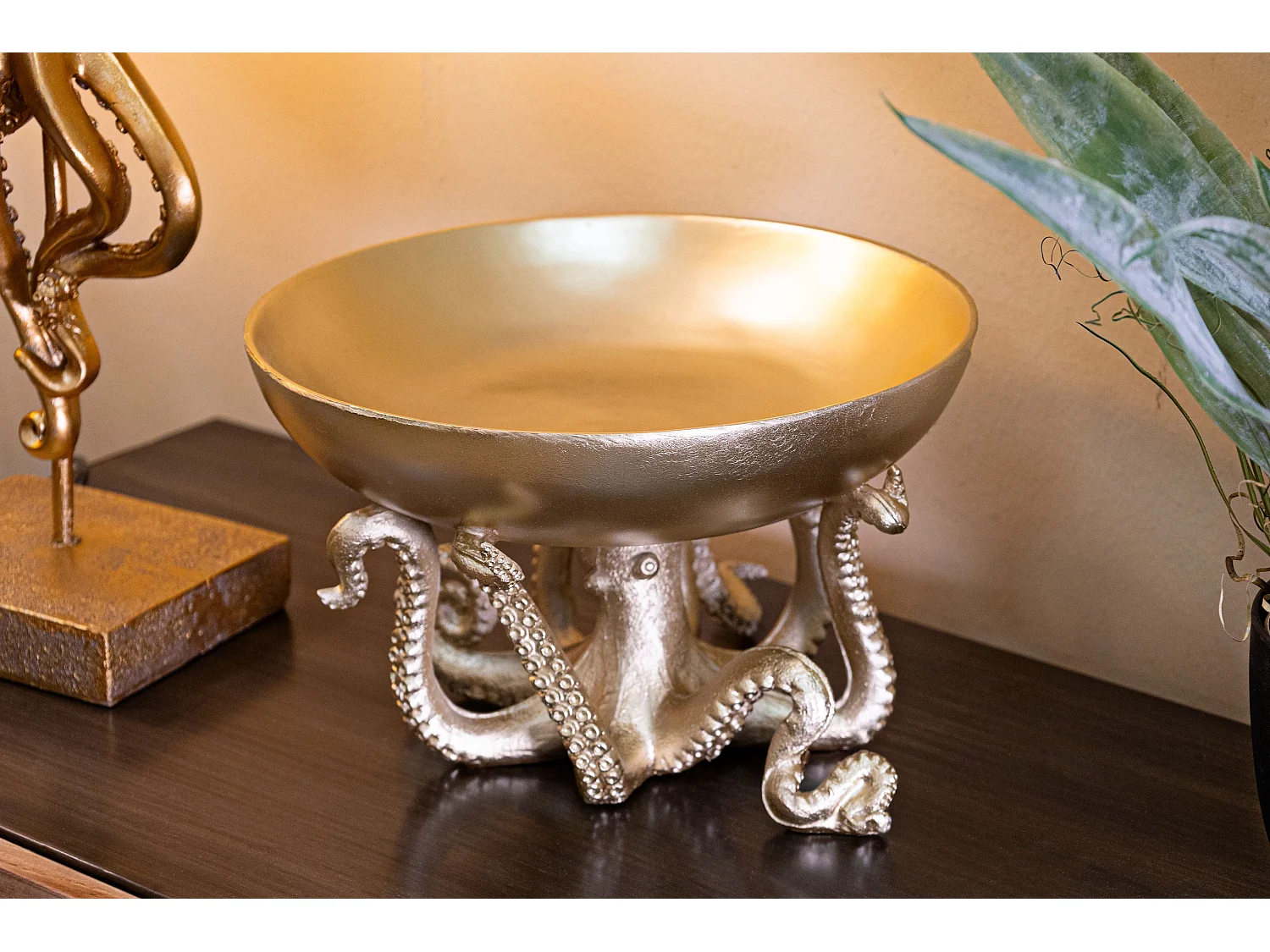 Polipo svuotatasche in resina oro Ø cm 30x18