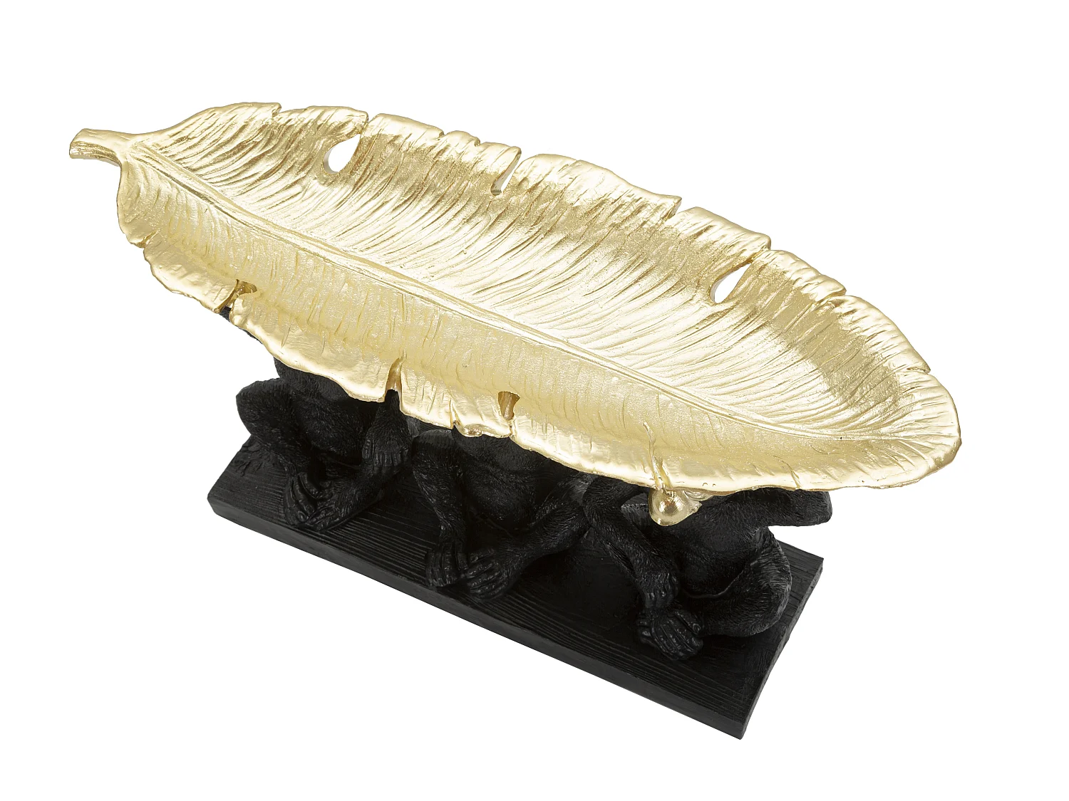 Vide-Poche Statuette "3 Singes" 43cm Noir & Or