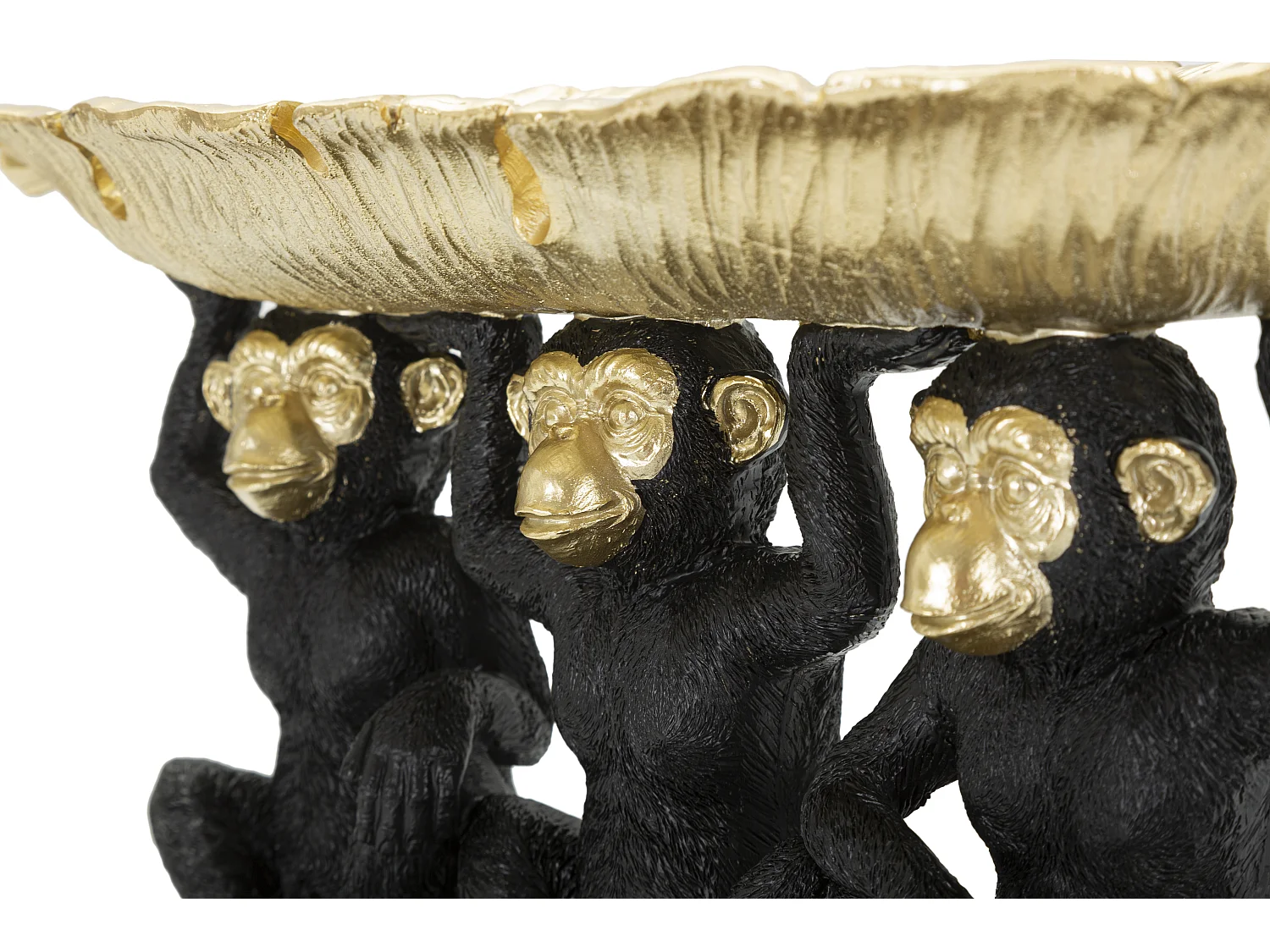 Vide-Poche Statuette "3 Singes" 43cm Noir & Or