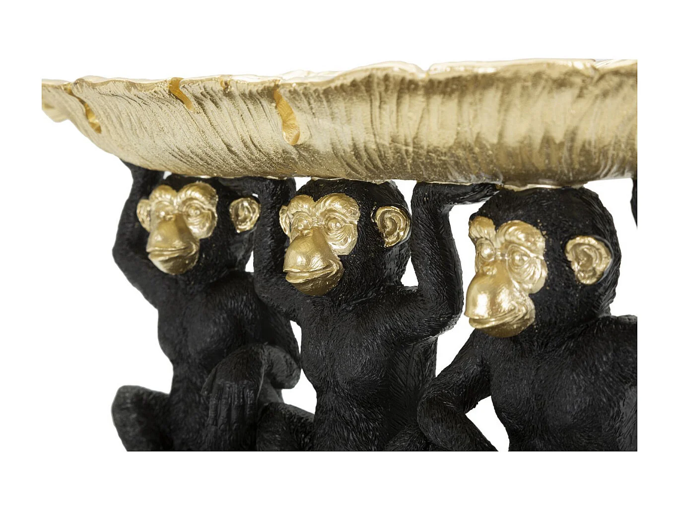 Vide-Poche Statuette "3 Singes" 43cm Noir & Or
