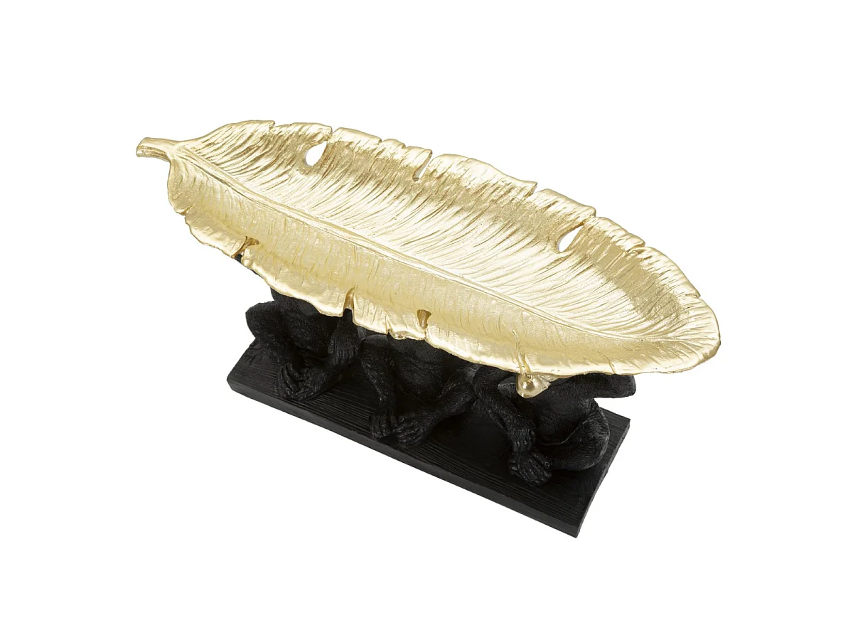 Vide-Poche Statuette "3 Singes" 43cm Noir & Or