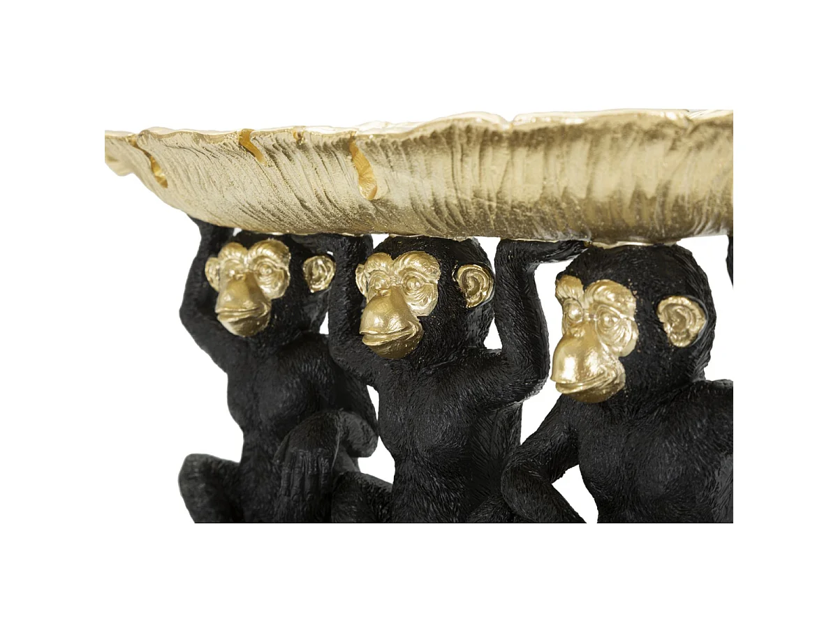 Vide-Poche Statuette "3 Singes" 43cm Noir & Or