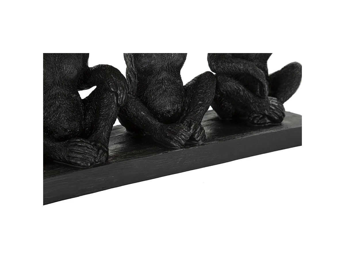 Vide-Poche Statuette "3 Singes" 43cm Noir & Or