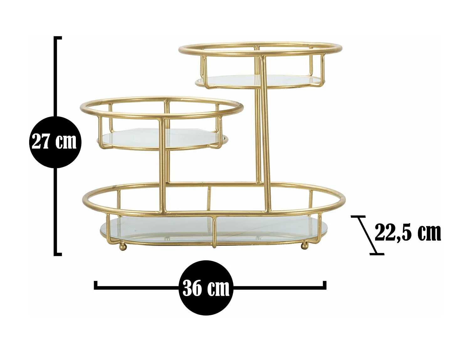 Plateau Décoratif 3 Niveaux "Jade" 36cm Or