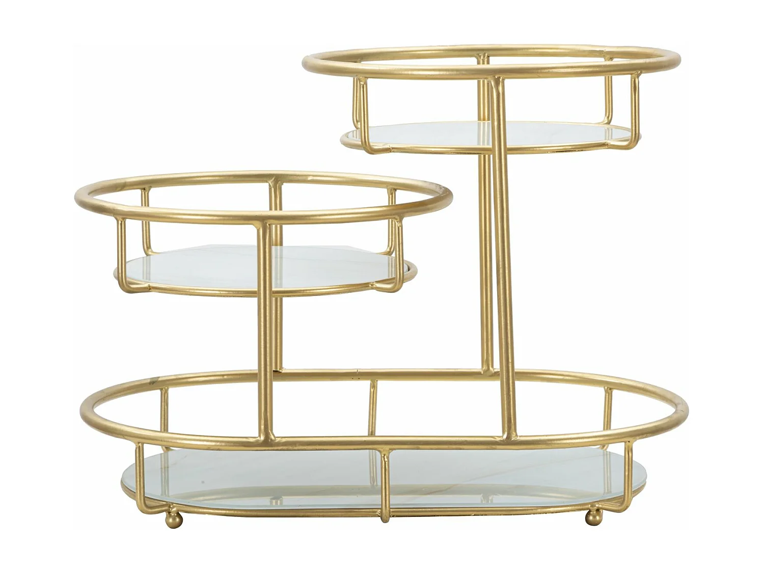 Portaoggetti in metallo dorato con 3 ripiani cm 36x22,5x27