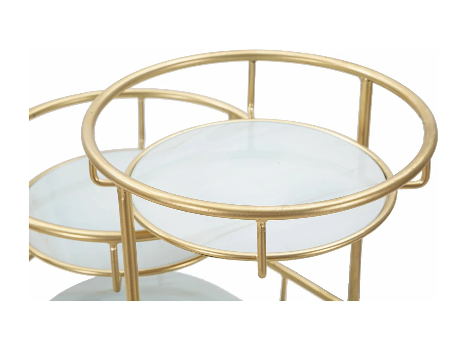 Portaoggetti in metallo dorato con 3 ripiani cm 36x22,5x27