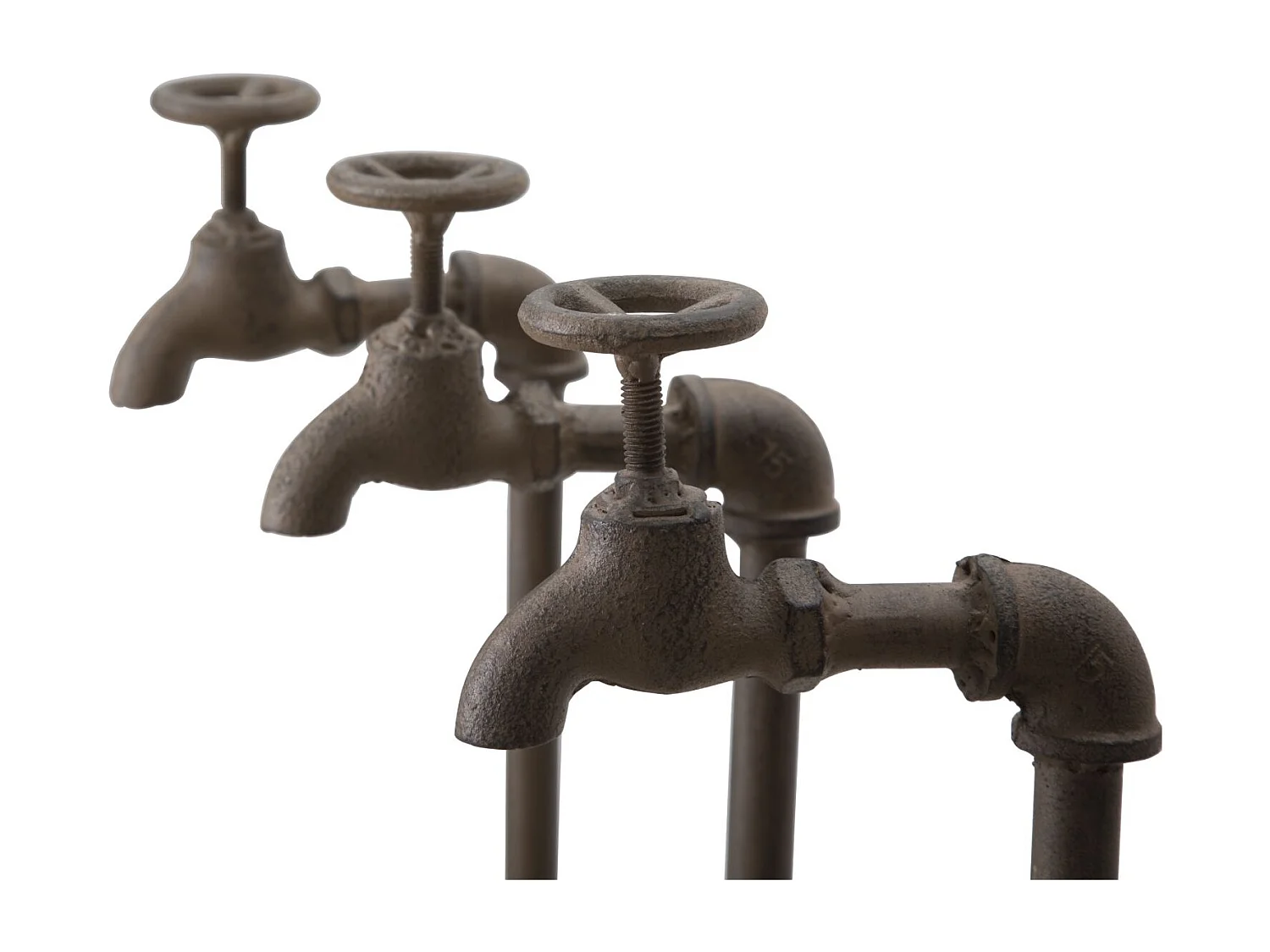 Vasetto triplo in metallo marrone cm 49x19x48